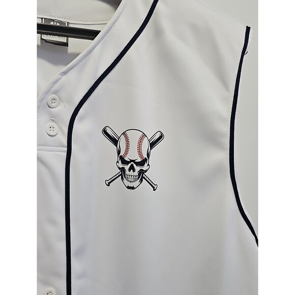 3XL Holloway White/Navy Baseball jersey With Left Baseball Skull Chest Logo - Picture 2 of 8